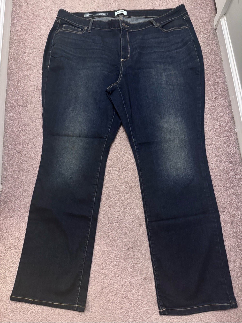 Sonoma Curvy Bootcut Dark Wash Jeans Stretch Denim